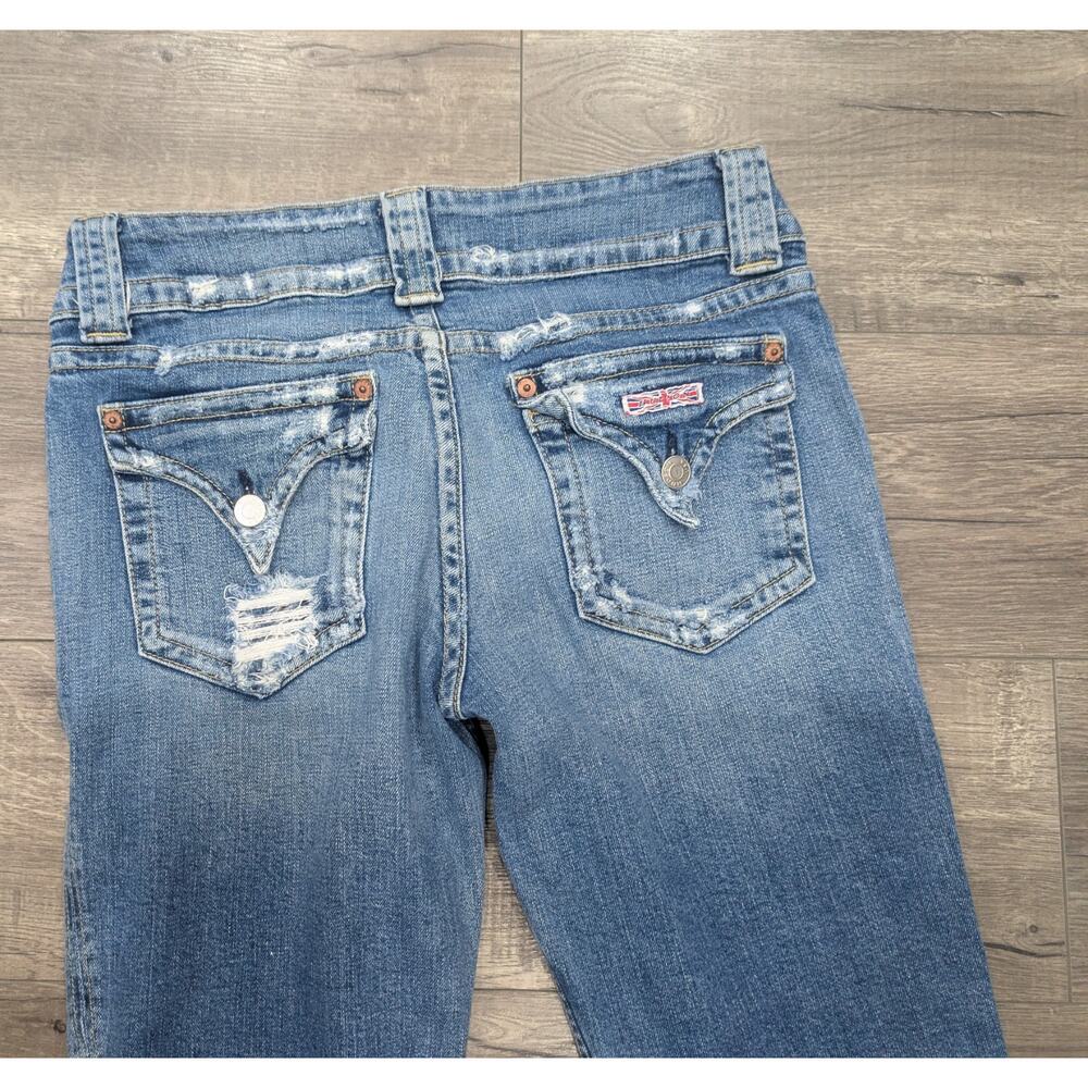 Hudson Beth Baby Bootcut Distressed Jeans Flap Pocket Union Jack LogoLong 31/33 - Picture 7 of 11